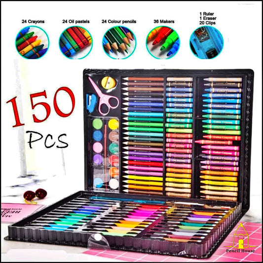 150 Pcs Kids Coloring & Art Set – Complete Drawing, Painting & Craft Kit
