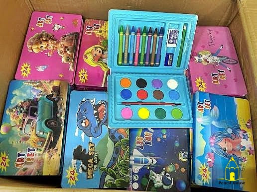 24 Pcs Kids Coloring & Drawing Art Set – Assorted Designs