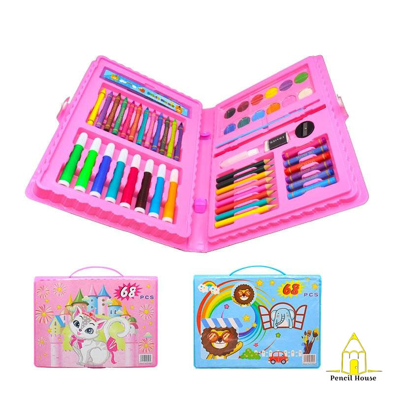 68 Pcs Kids Art & Coloring Set – Complete Drawing & Painting Kit