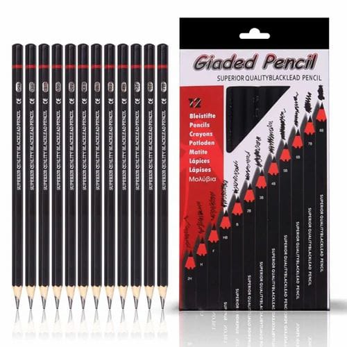 Sketch Pencil Graphite  (12 Pc's) - For Professional Artist Painting & Drawing.