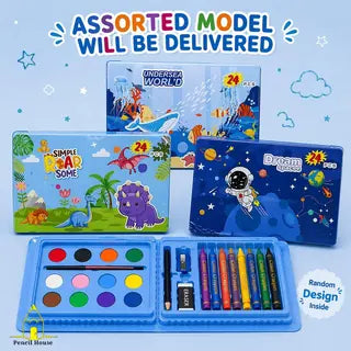 24 Pcs Kids Coloring & Drawing Art Set – Assorted Designs